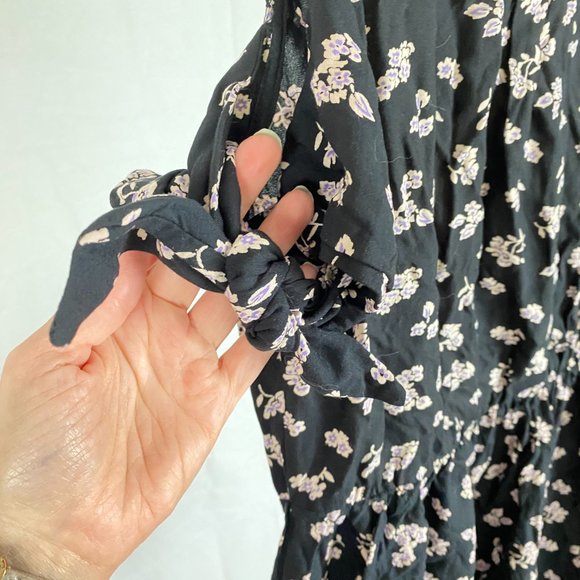 Angie Black Pink Floral Cold-shoulder Short Dress Size S - Picture 6 of 7